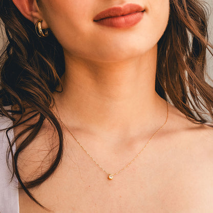 Single 5mm Crystal Pendant Necklace