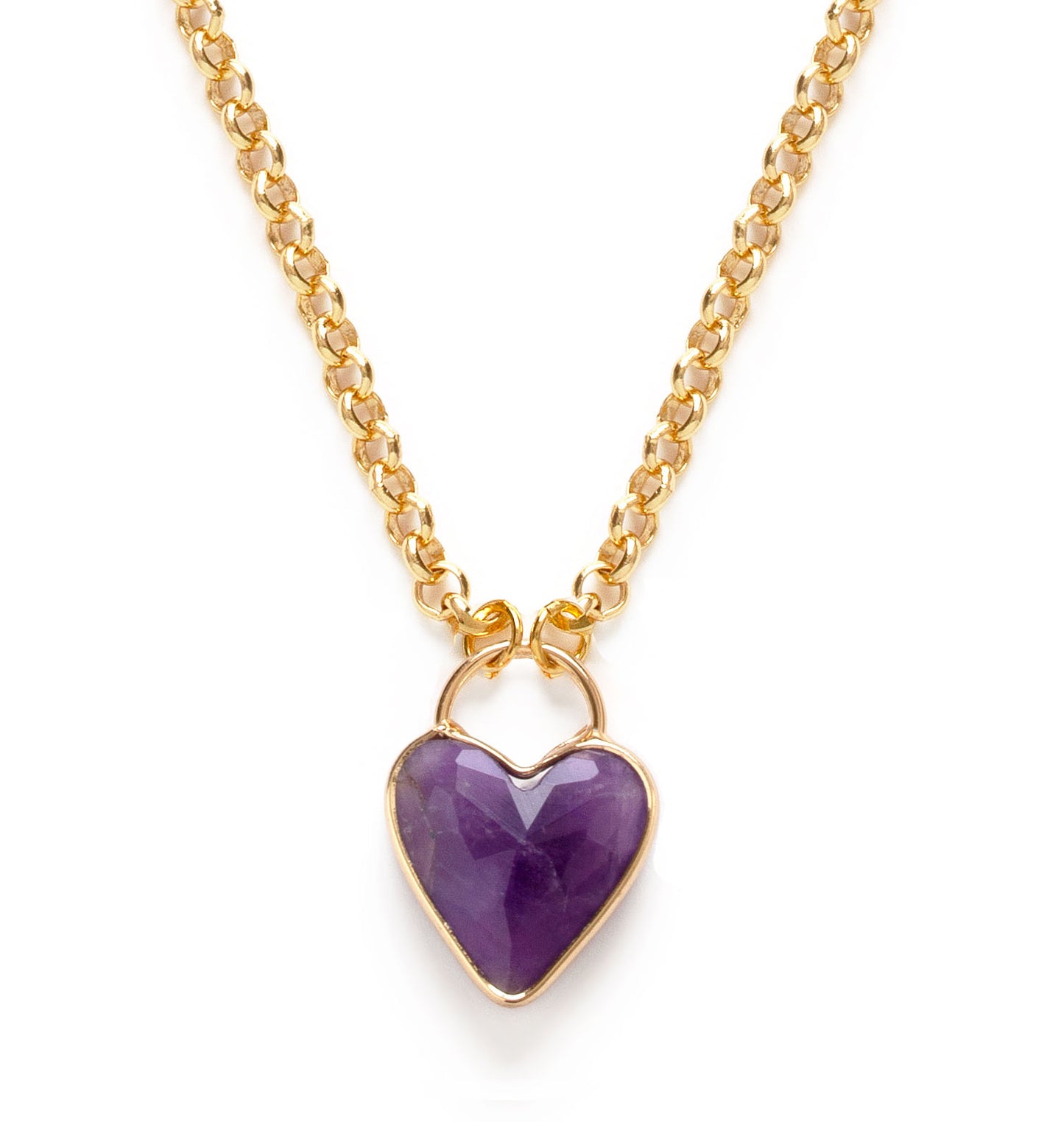 Faceted Gemstone Heart on Necklace