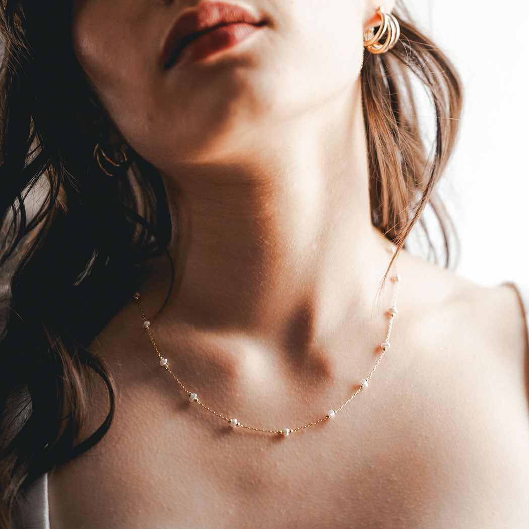 Freshwater Pearl Station Chain Necklace