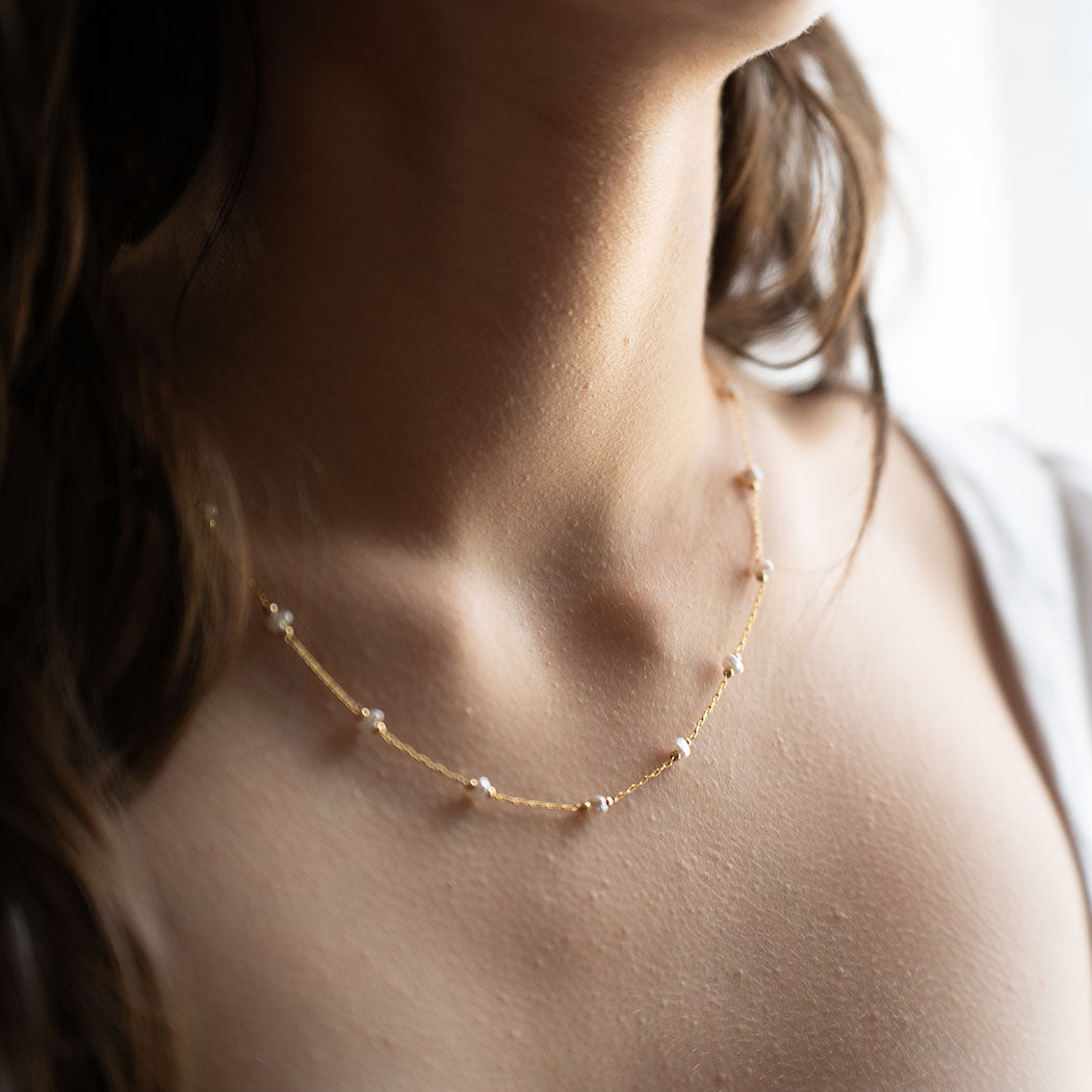 Freshwater Pearl Station Chain Necklace