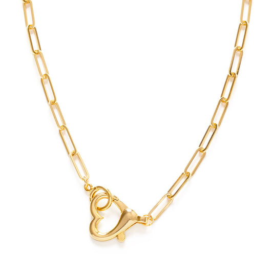 Heart Clasp Paperclip Chain Necklace