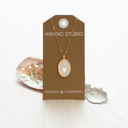 Mother of Pearl Sacred Heart Necklace