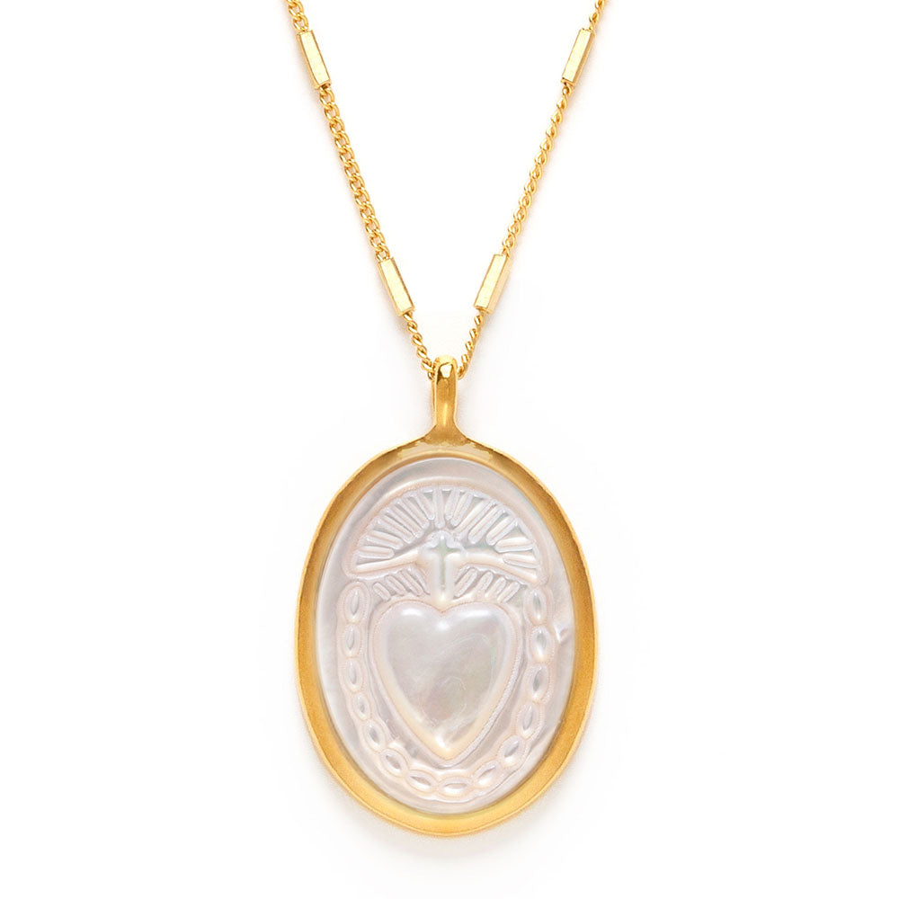 Mother of Pearl Sacred Heart Necklace