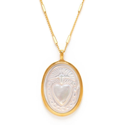 Mother of Pearl Sacred Heart Necklace