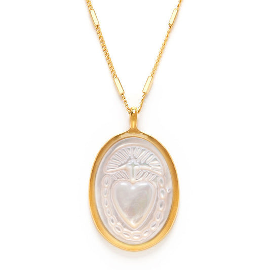 Mother of Pearl Sacred Heart Necklace