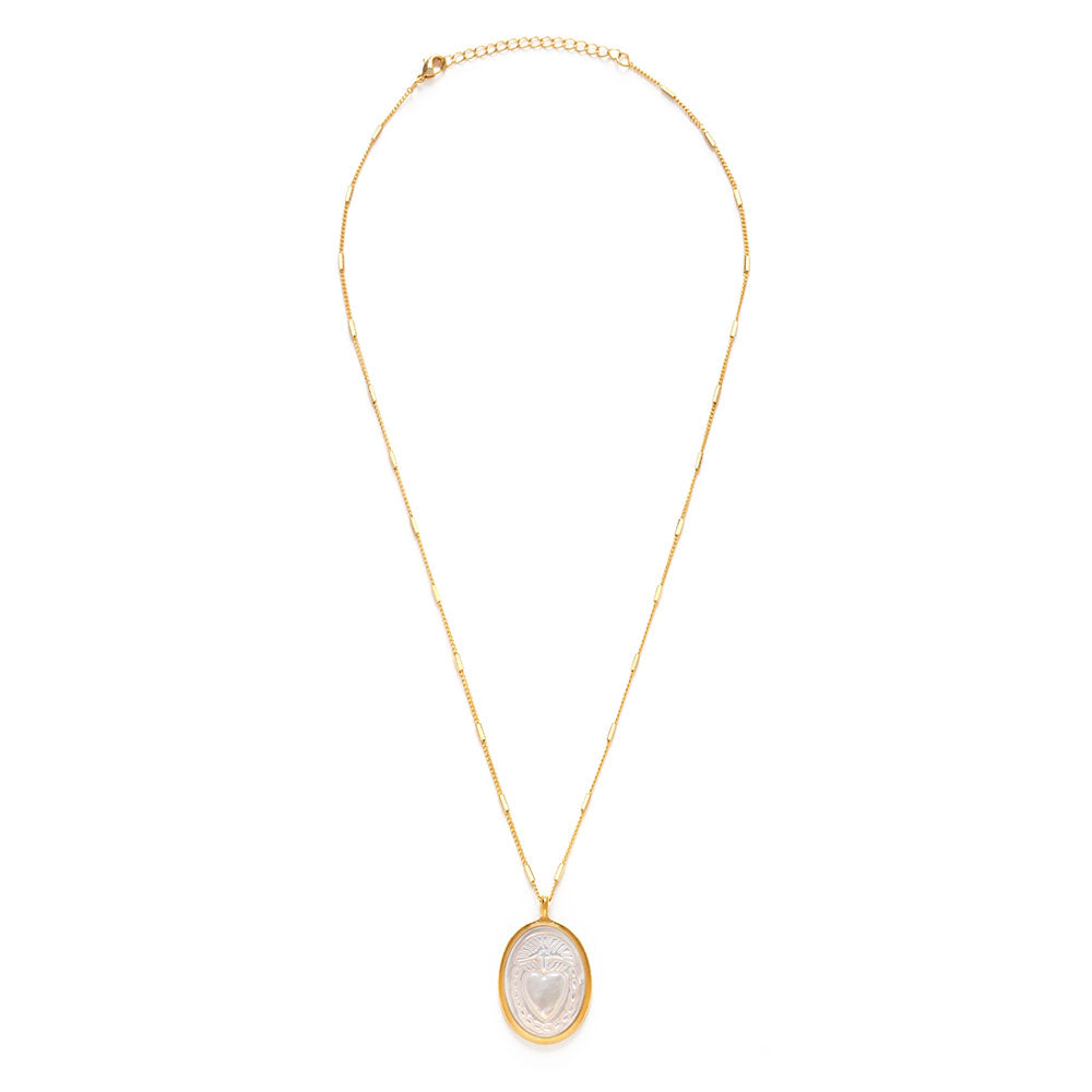 Mother of Pearl Sacred Heart Necklace