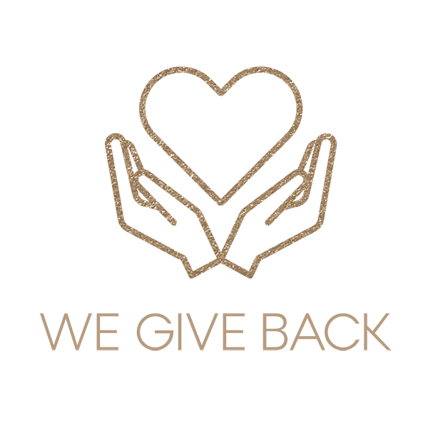 We give back hand heart icon in gold