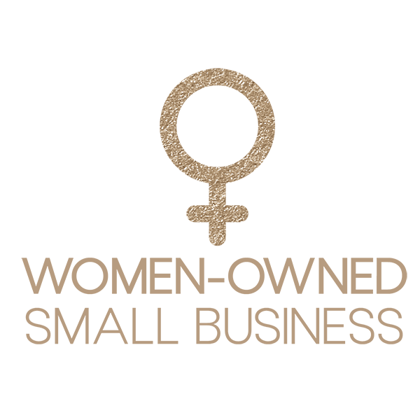 Women owned small business icon in gold