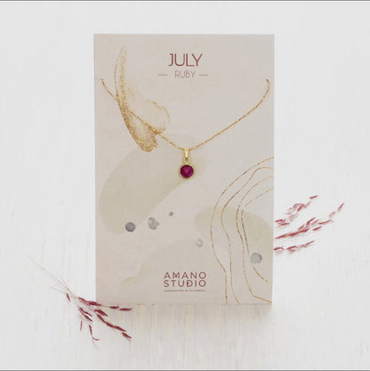 July Birthstone Necklace | Ruby