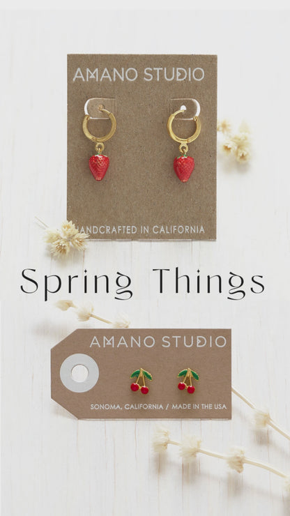 Strawberry Huggie Hoops