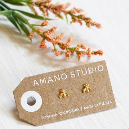 Gold Tiny Honey Bee Studs