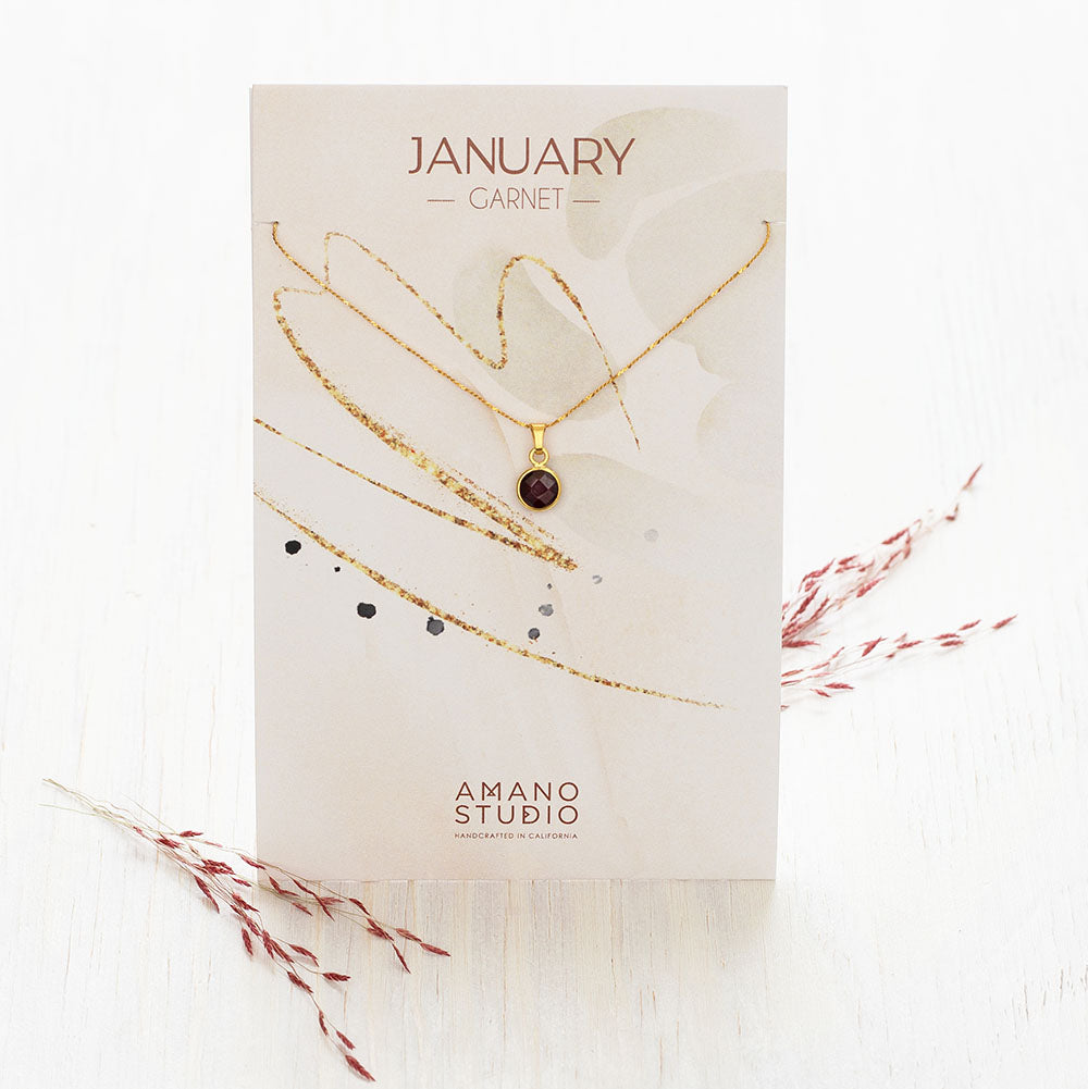 January Birthstone Necklace - Garnet