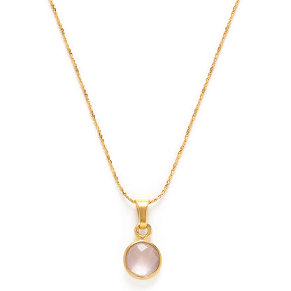 October Birthstone Necklace | Rose Quartz