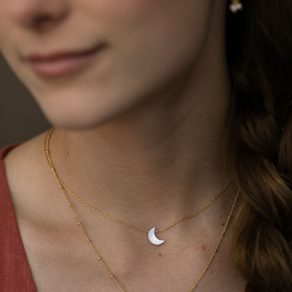 Mother of Pearl Moon Necklace – Amano Studio - Main Image